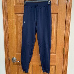 UNDER ARMOUR Loose Womens M Fleece Navy Blue Pocket Jogger Sweatpants Track Pant